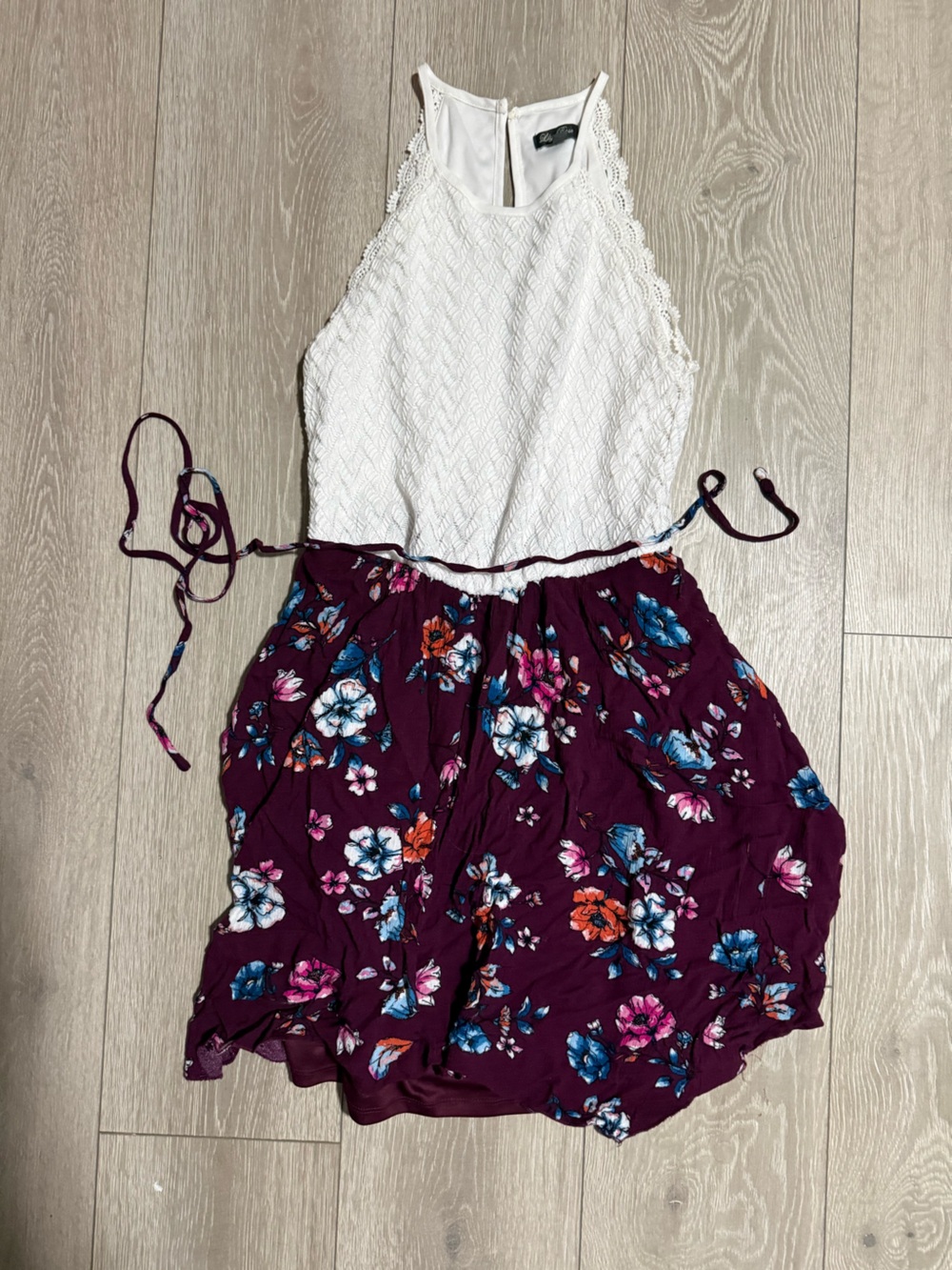 Floral dress - Plum and white